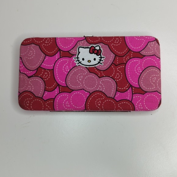 Hello Kitty Wallet Pink Red Hearts Kisslock Coin Purse Cute Kawaii Sanrio - Picture 1 of 4